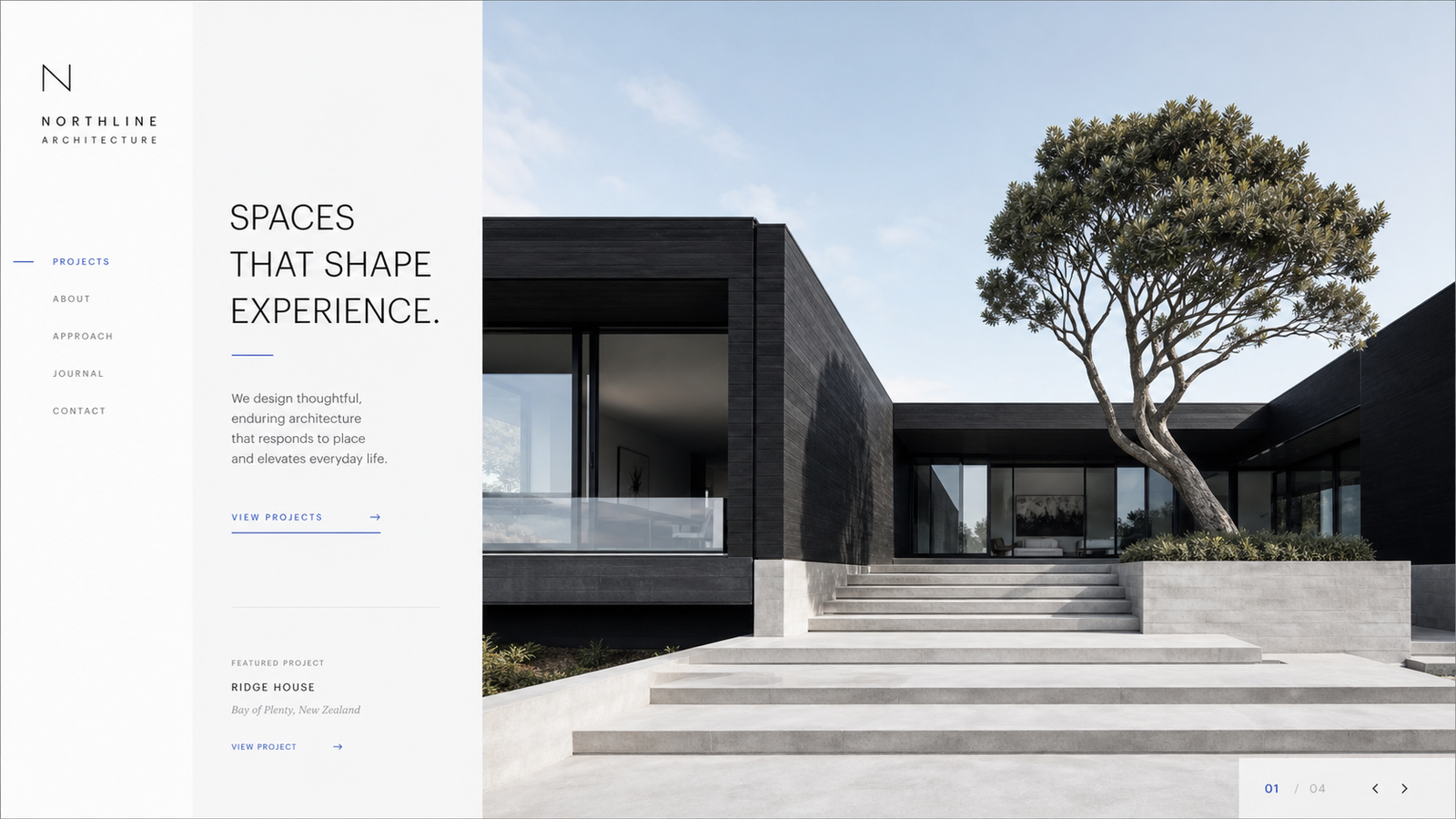 Modern architectural house featured in a custom website project