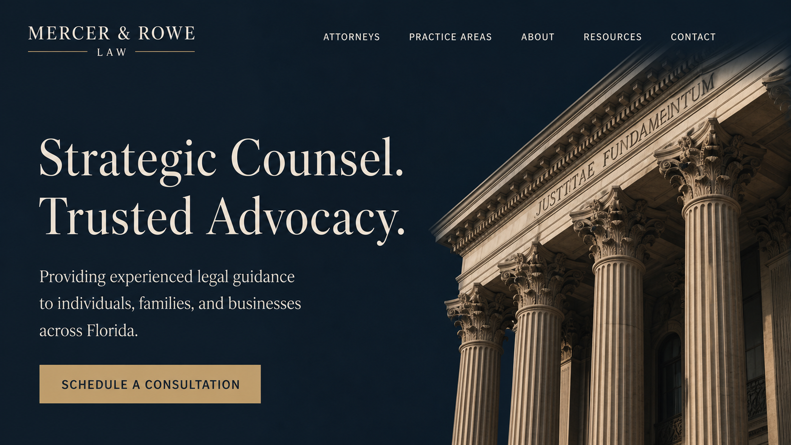 Mercer and Rowe Law firm website hero concept