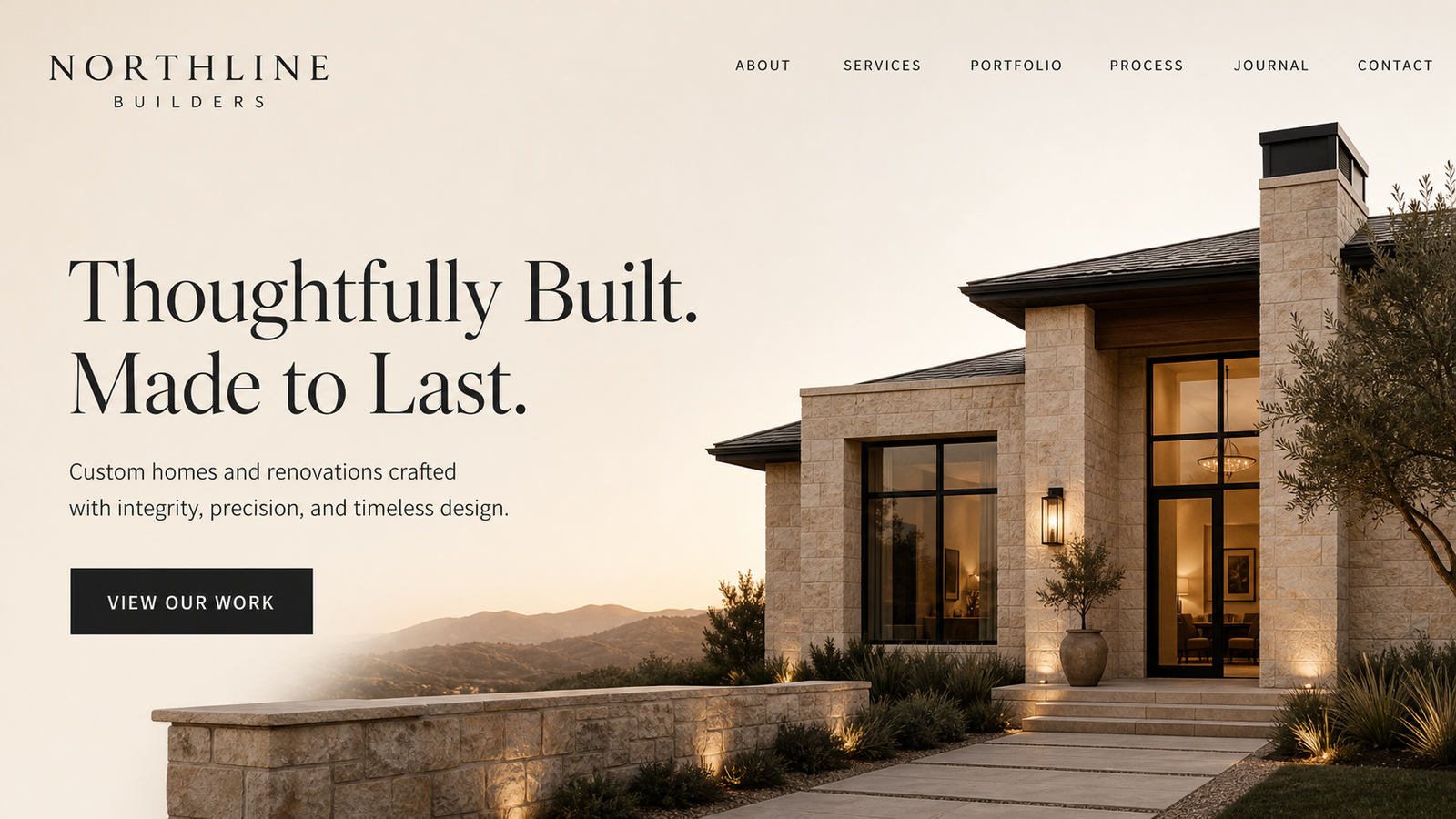 Northline Builders residential construction website hero concept